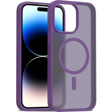 Fuchsia iPhone 15 Pro Max ile Uyumlu Jota Kablosuz Şarj Özellikli Kapak - Derin Mor