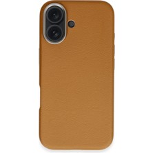 Fuchsia iPhone 16 ile Uyumlu Wonder Deri Kablosuz Şarj Özellikli Kapak - Kahverengi