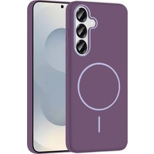 Fuchsia Samsung Galaxy S23 Fe ile Uyumlu Broş Kablosuz Şarj Özellikli Kapak - Mor