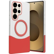 Fuchsia Samsung Galaxy S23 Ultra ile Uyumlu Velar Kablosuz Şarj Özellikli Kapak - Kırmızı