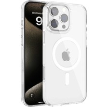 Fuchsia iPhone 16 Pro Max ile Uyumlu Gleam Pc Sert Kablosuz Şarj Özellikli Kılıf - Şeffaf