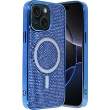 Fuchsia iPhone 15 ile Uyumlu Helen Kablosuz Şarj Özellikli Kapak - Lacivert