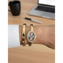 Leerybee Zarif Kadın Bilezik Görünümlü Saat Bileklik Hediyeli Kombin Set