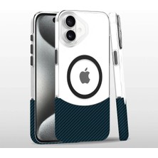 Fuchsia iPhone 16 ile Uyumlu Carbon Puzzle Kablosuz Şarj Özellikli Kapak - Yeşil