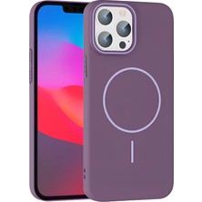 Fuchsia iPhone 14 Pro Max ile Uyumlu Broş Kablosuz Şarj Özellikli Kapak - Mor