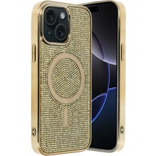 Fuchsia iPhone 14 ile Uyumlu Helen Kablosuz Şarj Özellikli Kapak - Gold