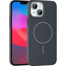Fuchsia iPhone 15 ile Uyumlu Plus Broş Kablosuz Şarj Özellikli Kapak - Füme