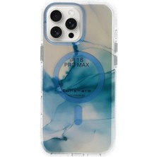 Fuchsia iPhone 16 Pro Max ile Uyumlu Phantom Kablosuz Şarj Özellikli Kapak - Mavi