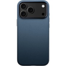Fuchsia iPhone 17 Pro ile Uyumlu Wonder Deri Kablosuz Şarj Özellikli Kapak - Lacivert