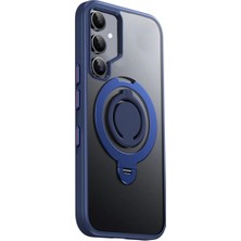 Fuchsia Samsung Galaxy S24 ile Uyumlu Avatar 360 Dönen Kablosuz Şarj Özellikli Kapak - Lacivert