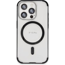 Fuchsia iPhone 15 Pro ile Uyumlu Hilton Kablosuz Şarj Özellikli Kapak - Siyah