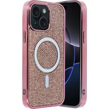 Fuchsia iPhone 15 ile Uyumlu Helen Kablosuz Şarj Özellikli Kapak - Pembe