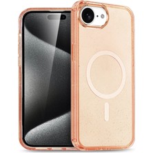 Fuchsia iPhone 16E ile Uyumlu Star Kablosuz Şarj Özellikli Kapak - Turuncu