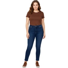 Kübra Kadın Bilek Jeans Pantolon Kemer Lastikli Düğmeli Taşlı BGL-ST05058
