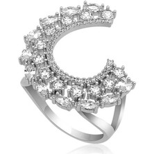 Gumush Gümüş Markiz Taşlı Bayan Yüzük