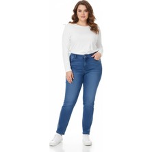 Kübra Kadın Bilek Jeans Pantolon Kemer Lastikli Düğmeli BGL-ST05057