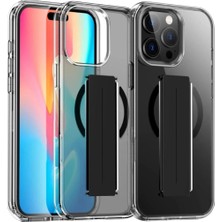 Fuchsia iPhone 14 Pro Max ile Uyumlu Kılıf Alfa Kablosuz Şarj Özellikli Standlı Kapak - Siyah