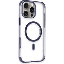 Fuchsia iPhone 14 Pro Max ile Uyumlu Hilton Kablosuz Şarj Özellikli Kapak - Lacivert