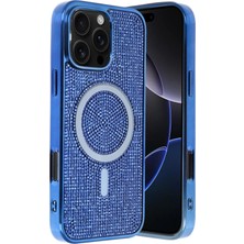 Fuchsia iPhone 16 Pro Max ile Uyumlu Helen Kablosuz Şarj Özellikli Kapak - Lacivert