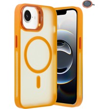 Fuchsia iPhone 16E ile Uyumlu Flet Lens Kablosuz Şarj Özellikli Kapak - Turuncu