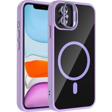Fuchsia iPhone 11 ile Uyumlu Remim Lensli Kablosuz Şarj Özellikli Standlı Kapak - Lila