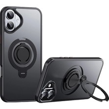 Fuchsia iPhone 16 ile Uyumlu Avatar 360 Dönen Kablosuz Şarj Özellikli Kapak - Siyah