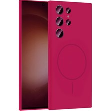 Fuchsia Samsung Galaxy S23 Ultra ile Uyumlu Kılıf Jully Kablosuz Şarj Özellikli Kapak - Fuşya
