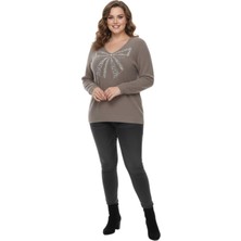 Lavella Kadın V Yaka Inci Modelli Sakallı Triko Kazak BGL-ST05078