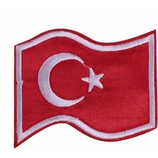 Marsilyan Aplike Ütü Ile Yapışan Türk Bayrağı Dalgalı Arma 5x4 cm