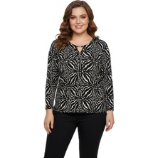 Linsolita Kadın V Yaka Modelli Baskılı Bluz BGL-ST05101