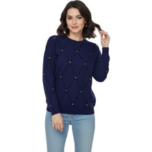 Lavella Kadın Sıfıryaka Yaka Baklava Dilim Taşlı Kazak BGL-ST05080