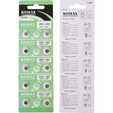 Komax Ag-0 Alkalin LR521/379 Düğme Pil 10'lu Paket