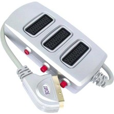 Zibox Scart Dağıtıcı 3 lü Silver Butonlu