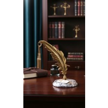 Montdekor El Yapımı Mermer Taşlı Bronz Desenli Obje (12x12x30 cm)