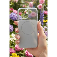 As Mobile iPhone 15 Pro Max Uyumlu Magsafe Şeffaf - Beyaz Kılıf | Sararmaz Sert Mika Kapak, Darbe Emici Kamera Korumalı Stil