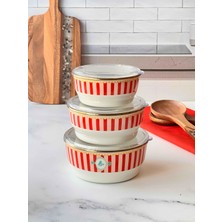 Rossev Bellisima Emaye 3'lü Kapaklı Saklama Kabı