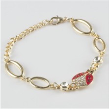 Zero Ozlstor Uğur Böceği Figürlü Taşlı Metal Bileklik-Sarı