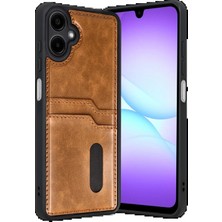 Marsilyan Samsung Galaxy A07 4g Sara Kartvizitli Deri Kılıf - Taba