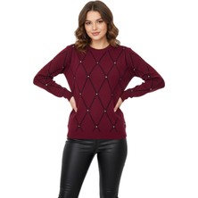 Lavella Kadın Sıfıryaka Yaka Baklava Dilim Taşlı Kazak BGL-ST05080