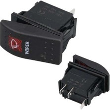 Powermaster Silecek Sembollü Işıklı 3 Pinli On-Off 12-24V Marin Switch