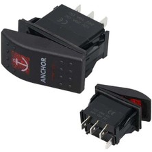 Powermaster ﻿çapa Irgatı Sembollü Yaylı Işıksız 4 Pinli On-Off 12-24V Marin Switch