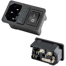 Powermaster IC-214A-S C14 Power Soket Erkek Anahtarlı+Fuseli Kulaksız Ul Sertifikalı