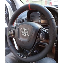 İskender Oto Aksesuar Direksiyon Kılıfı FİAT DOBLO - FİORİNO 2015 - 2023 Sport Kırmızı Şerit Kırmızı Dikişli Deri Detay deri direksiyon