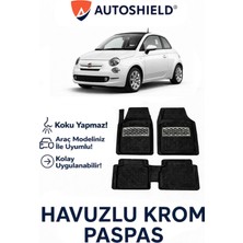 Fiat 500 Serisi Tüm Modeller Ile Uyumlu Universal Derin Havuzlu Paspas Krom Karbon