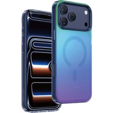 Keephone Apple iPhone 17 Pro Max Kılıf Işıltılı Renk Geçişli Gökkuşağı Rainbow Magsafe Kapak - Turuncu