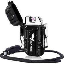 Wishora Store Su Geçirmez Şarjlı USB Çakmak Çift Ark Gazsız Plazma Elektrikli Alevsiz Çakmak Siyah