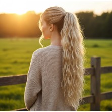 Bağlamalı Kabarık Dalgalı At Kuyruğu / Kumral Beyaz Platin Röfleli