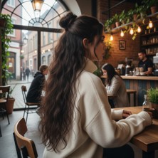 Fiber Sentetik Kabarık Dalgalı 8 Parça Çıt Çıt / Kahverengi