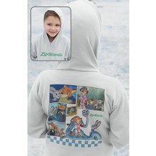 Fuddy Moda Resimli Karakterler Sırt Baskılı Kapüşonlu Çocuk Sweatshirt, Unisex Zootapia Temalı Hoodie