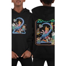 Fuddy Moda Zootopia 2 Sırt Baskılı Kapüşonlu Çocuk Sweatshirt, Unisex Çizgi Film Temalı Hoodie